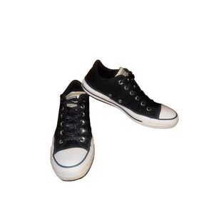 Converse Chuck Taylor All Star Ox Thunder Black W/ Silver Glitter Tongue Sz 9